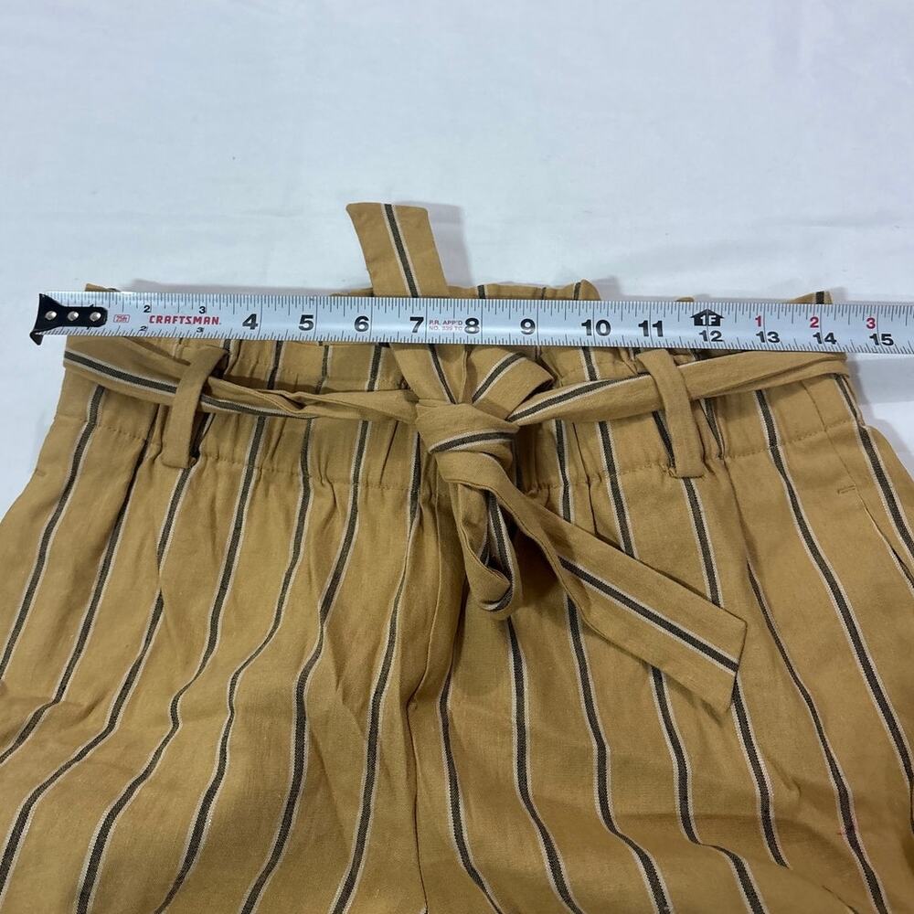 J.Jill  Womens Small Linen Stretch Pants Wide Leg Belted Paperbag Waist Striped - Picture 9 of 11
